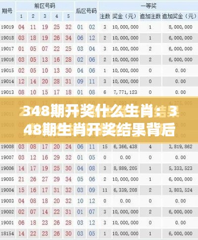 348期开奖什么生肖：348期生肖开奖结果背后的文化意义