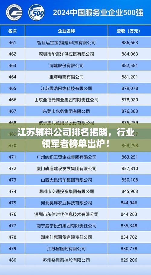 江苏辅料公司排名揭晓，行业领军者榜单出炉！